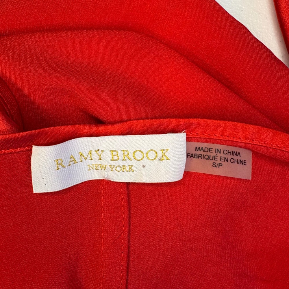 Ramy Brook Red Harriet Multi-Way Silk Halter Top Small S/P Satin Drape Neck - Picture 4 of 10
